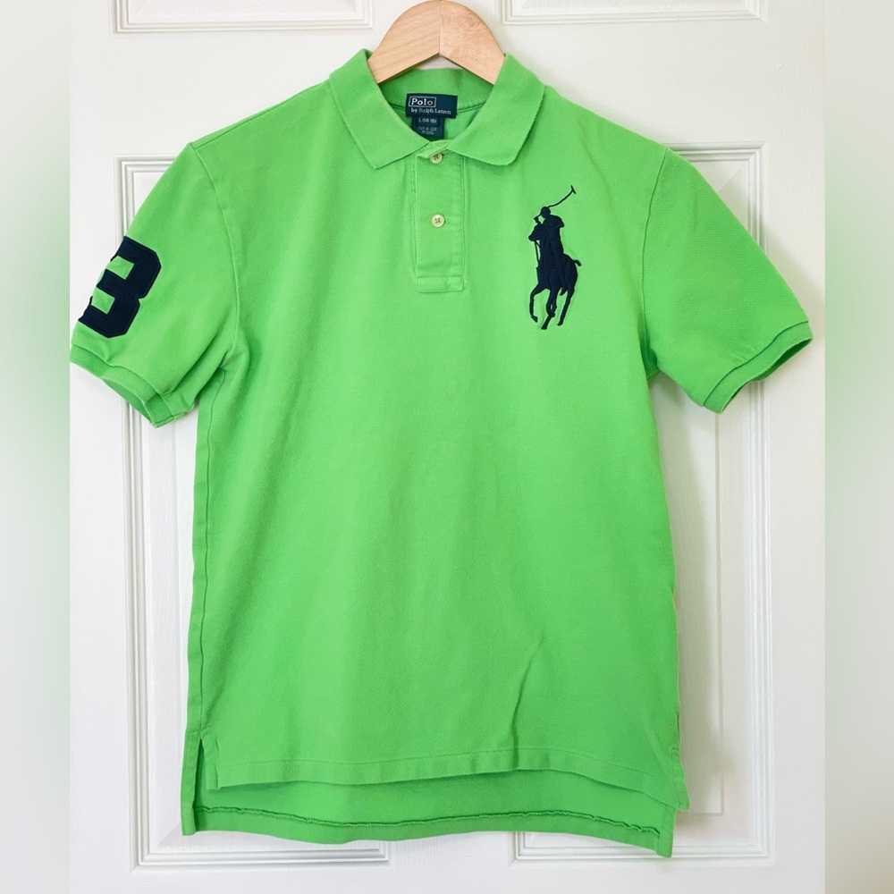 Polo by Ralph Lauren Polo Shirt Boy’s Large 14-16 Bright Lime Green and Navy
